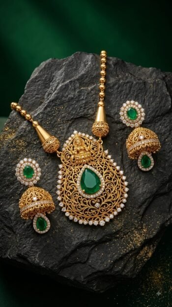 Elegant Green Stone Gold Necklace